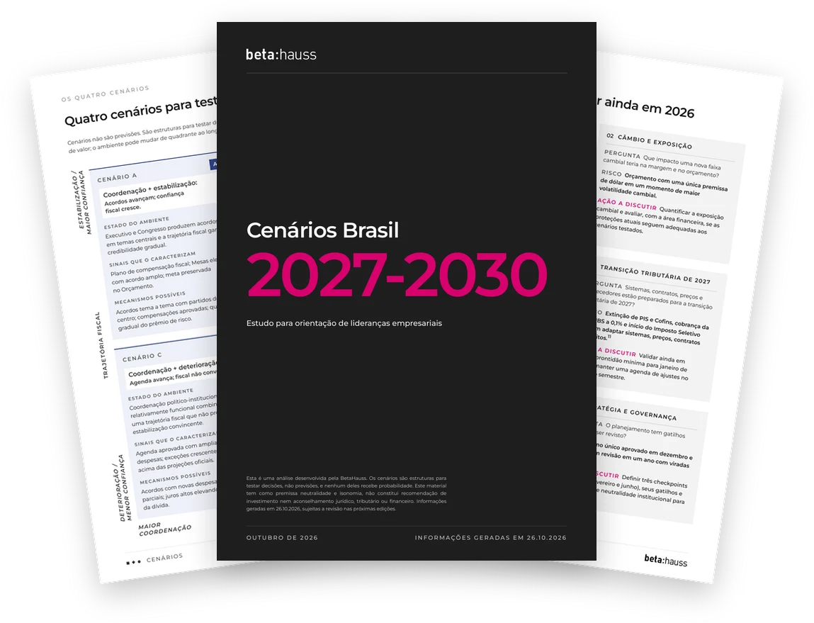 Capa e páginas internas do estudo Cenários Brasil 2027-2030